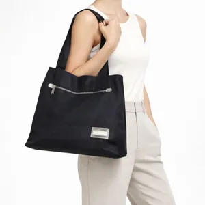 Versace Fragrance Tote Bag Black Nylon Silver Logo Zip NWOT thumbnail 1
