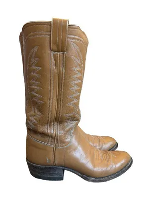 M.L. Leddy & Sons Tan Leather Handmade Western Cowboy Boots Rodeo Size 7 Women's thumbnail 1