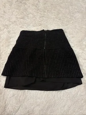 Alice + Olivia Black Pinstripe Tiered Peplum Skirt thumbnail 2