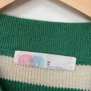 Free People Beach Malibu Surf Green Striped Sweater Sz M thumbnail 2