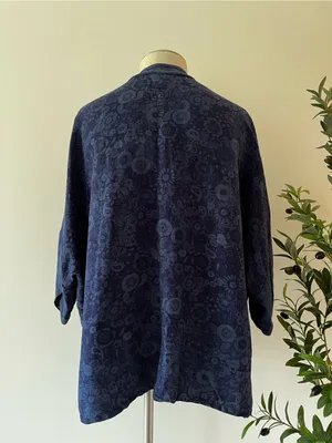 American Eagle Women's Navy Floral Soft Slouchy Open kimono thumbnail 5