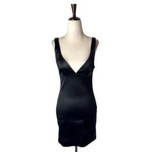 Babaton Aritzia Dress Women 4 Black Satin‎ Lala Dress Sheath Party Cocktail LBD thumbnail 2