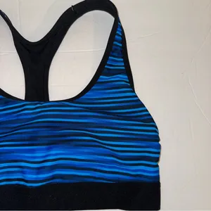 Hanes Blue and Black Striped Sports Bra size XL thumbnail 3