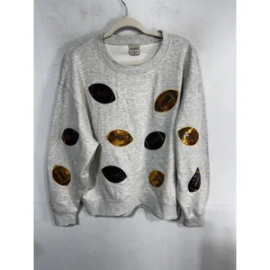Chicka-d Women's Medium Ash Grey Sweatshirt Sequin Football Gameday thumbnail 5