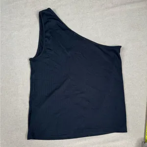 Madewell One-Shoulder Ribbed Tank Top Womens XL Black Slim Stretch Fitted thumbnail 2
