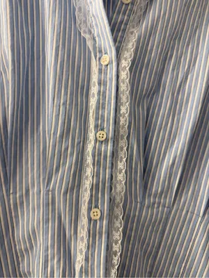 J. Crew Light Blue & White Striped Midi Shirt Dress thumbnail 2