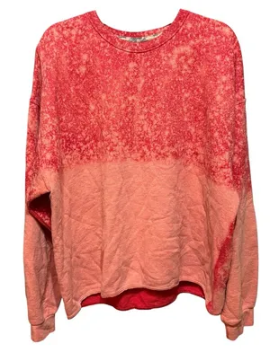 Vintage Fruit of the Loom Crewneck Sweatshirt Red Coral Acid Wash‎ sz 2XL thumbnail 1