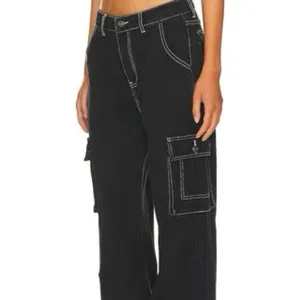 Superdown Natt Baggy Cargo Black Wide Leg Jeans Size XS thumbnail 5
