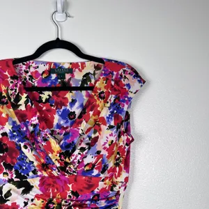 Lauren Ralph Lauren Women's Sleeve Floral Watercolor Dress Sz 6 thumbnail 3