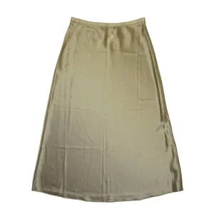 NWT Polo Ralph Lauren Satin Slip Midi in Khaki Pull-on A-line Skirt 8 $298 thumbnail 3