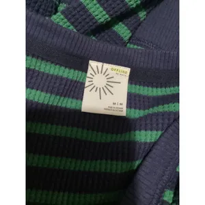 OFFLINE by Aerie Womens Waffle Knit Striped Oversized Top Navy Green Medium thumbnail 4