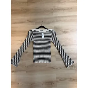 LOFT Sweater Black XS Womens Striped Ribbed Long Sleeve Boatneck NEW thumbnail 7