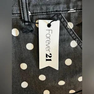 L - FOREVER21 - Overall short white dot NWT thumbnail 5