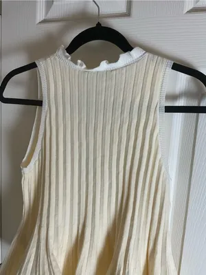NWT Zara Cream / Butter Yellow Ribbed Knit Ruffle Trim Peplum Tank Top thumbnail 8