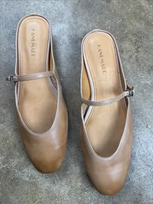 Handmade Genuine Leather Tan Mary Jane Mule D’Orsay Shoes Size: 40 thumbnail 2