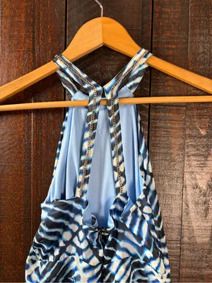 Calvin Klein Blue Printed Halter Fit & Flare Dress NWT 4P thumbnail 5