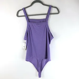 BP Bodysuit Ribbed Knit Square Neck Sleeveless Purple Size 1X thumbnail 2