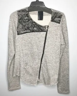 Anthropologie Dolan Lace Panel Gray Zip Up jacket‎ thumbnail 1