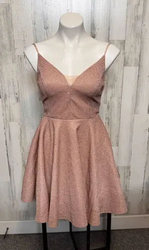 Ever Pretty Rose Gold Glitter Skater Dress Size MEDIUM Sparkly Fit & Flare Party thumbnail 1