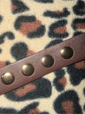 2000s brown leather belt with gold studs thumbnail 9