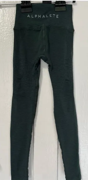 Alphalete green ribbed halo workout activewear’s leggings xs thumbnail 1