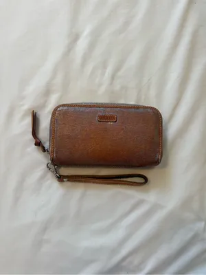 CONSUELA | Gloria Textured iridescent leather Large Brown Wristlet Wallet thumbnail 2