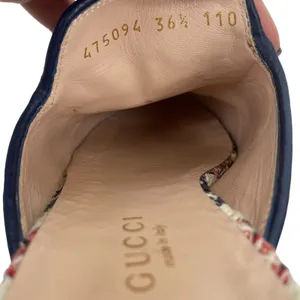 Gucci Princetown Tweed Mules Horsebit Gardenia Ink Blue Size 36.5 thumbnail 13