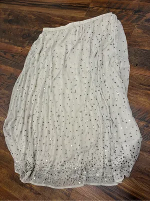 Soft Surroundings Cream Sequin Maxi Skirt XL thumbnail 2