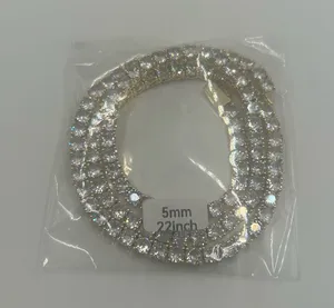 Moissanite Tennis Chain 5mm 22 Inch Gold New VVS1 D No Pass Hyperallergenic thumbnail 1