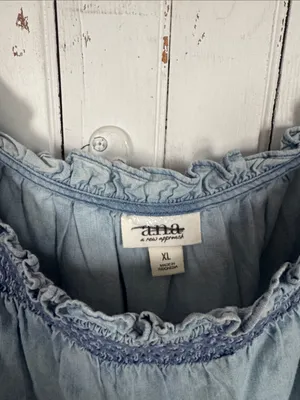 a.n.a Smocked Neckline Dress Light Blue Size XL thumbnail 5