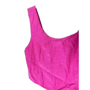 Midnight Sky Pink Crop Top Sleeveless Corset Linen‎ Blend thumbnail 7