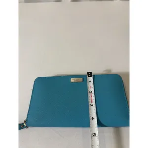 Kate Spade Newbury Lane Turquoise Zip‎ Around Leather Long Wallet~EUC thumbnail 9