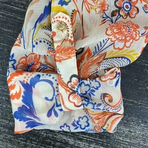 Kut From The Kloth White Floral Print Long Convertible Sleeve Blouse Top L thumbnail 5