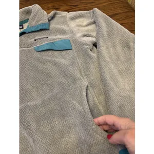 Patagonia Women's XL Re-Tool Snap-T Pullover Fleece Jacket‎ Gray/Teal~EUC thumbnail 5
