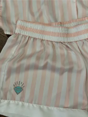 Vintage Betsey Johnson Pink and White Striped Mrs. Pajamas Set thumbnail 3