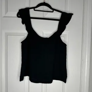 MARINE LAYER NWT Jude Flutter Sleeve Tank Top‎ Black 100% Cotton Gauze Size S thumbnail 5