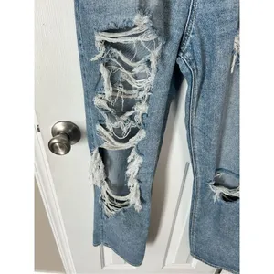 American eagle high waisted stretchy ripped jeans size 4 blue jeans wide leg thumbnail 2