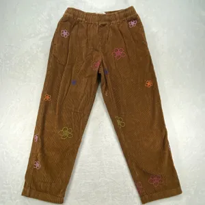 Urban‎ Outfitters Corduroy Pants Floral Embroidered Casual Brown Pants Small thumbnail 1