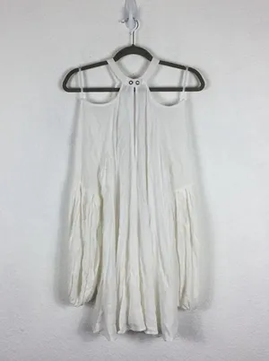Free People Drift Away White Cold Shoulder Balloon Sleeves Tunic Dress Medium thumbnail 13