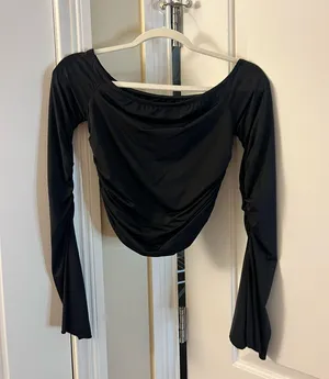 Off the shoulder black top thumbnail 1