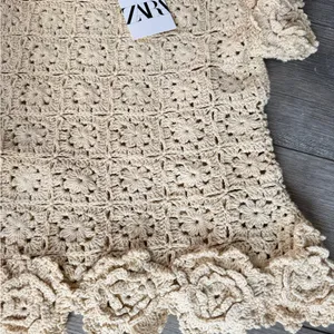 🆕 2025 Zara Floral Crochet Knit Cotton Top Blouse thumbnail 4