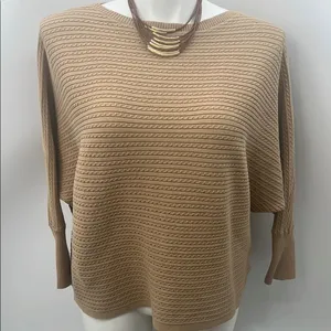 Ralph Lauren Black Label Tan Boat Neck Dolman Sleeve Sweater thumbnail 1