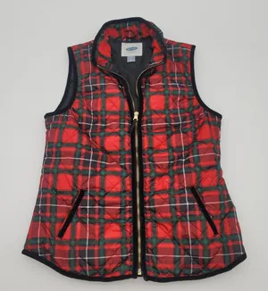 Old Navy Tartan Plaid Full Zip Quilted Vest Womens XS TP Classic Preppy Holiday thumbnail 1