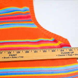 Lauren Ralph Lauren Sweater Vest Womens 3X Orange Striped Cotton Knit Multicolor thumbnail 7