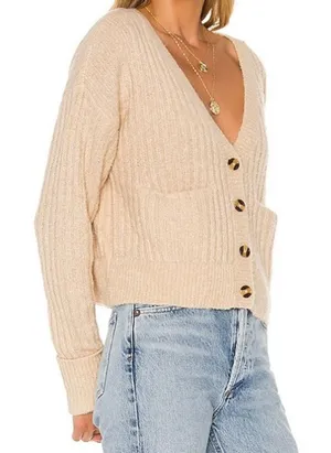 Lovers and Friends Neutral Oat Beige Knit Button Caroline Cardigan Wool Blend‎ thumbnail 1