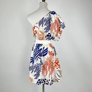 NWOT Farm Rio Mixed Lobsters One-Shoulder Linen Blend Mini Dress Size S thumbnail 5