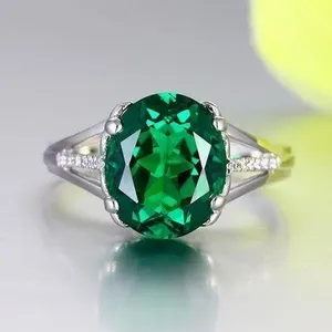 18K White Gold Plated Adjustable Birthstone Green Crystal Emerald Ring for Women thumbnail 1