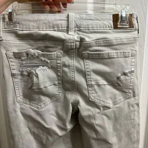 NWOT American Eagle Ripped & Distressed Super Stretch Jeans Gray/Beige Size 2 XS thumbnail 4