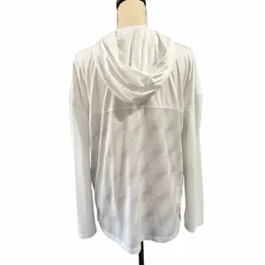 Under Armour Women's White Gray Loose Heatgear Hooded 1/4 Zip Longsleeve Sz L thumbnail 3