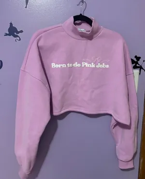 Strawberry Milk Mob Cropped Turtleneck Sweatshirt thumbnail 1